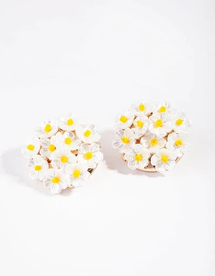 White Daisy Bouquet Stud Earrings