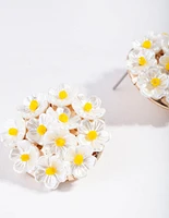 White Daisy Bouquet Stud Earrings