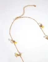 Gold Mini Flower Long Necklace