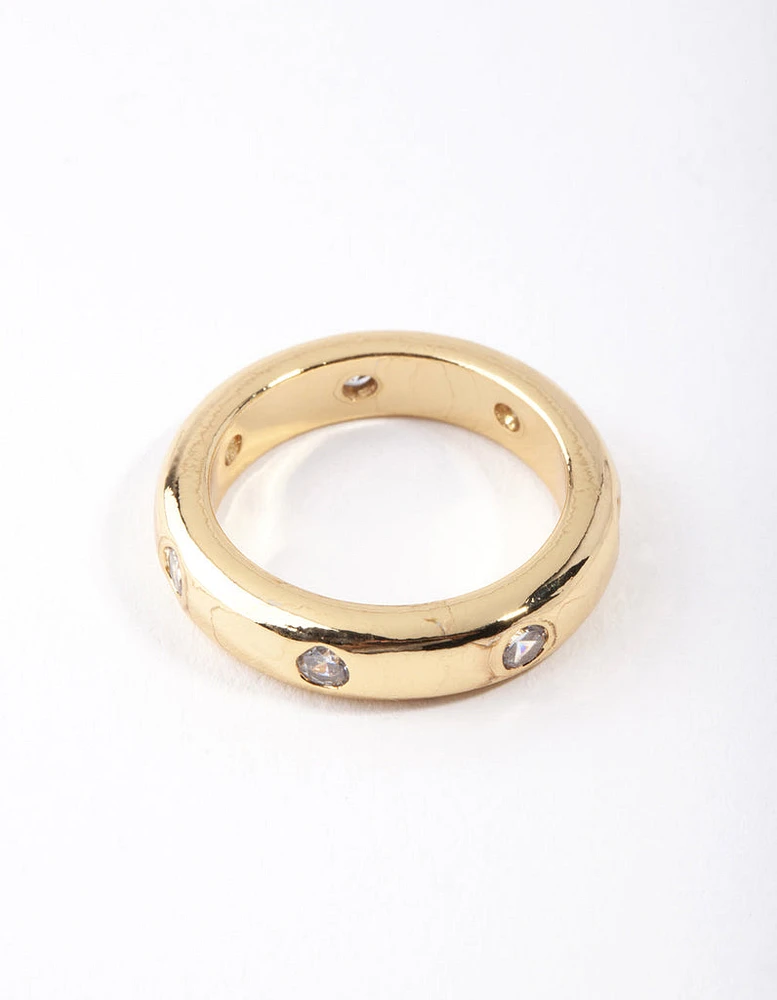 Gold Plated Mini Diamante Band Ring