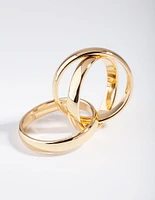 Gold Plated Cross Over Ring