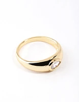 Gold Plated Oval Diamante Ring