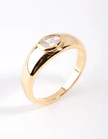 Gold Plated Oval Diamante Ring