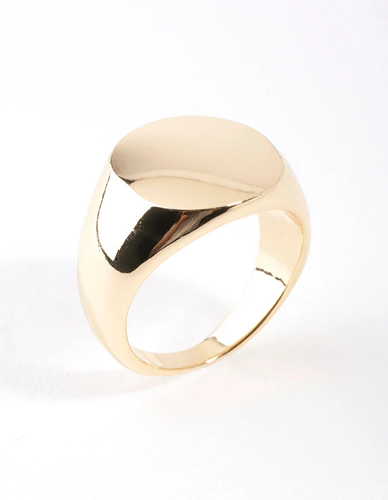 Gold Plated Plain Signet Ring