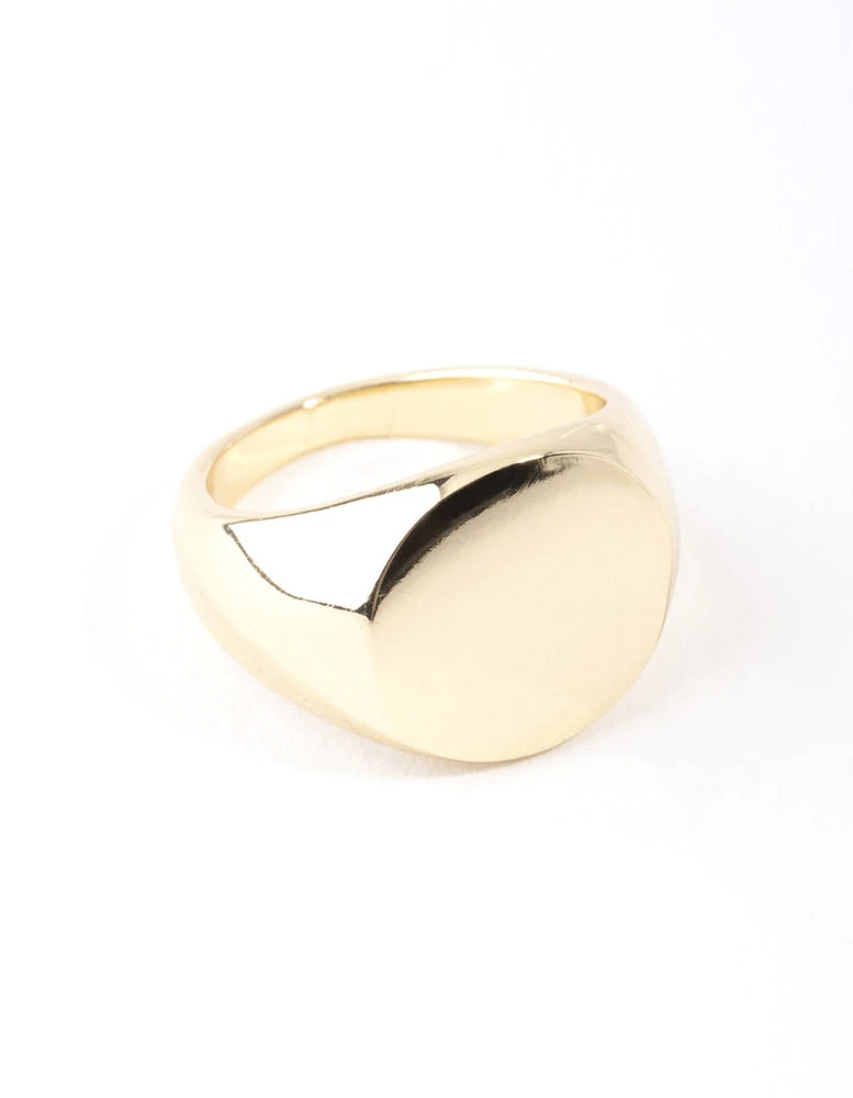 Gold Plated Plain Signet Ring