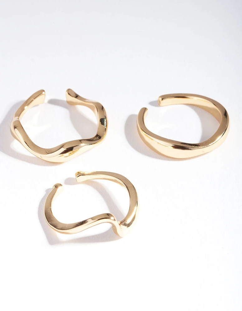 Gold Plated Molten Ring Pack