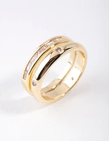 Gold Plated Diamante Stone Ring Pack