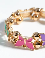 Kids Gold Enamel Butterfly Stretch Bracelet & Ring