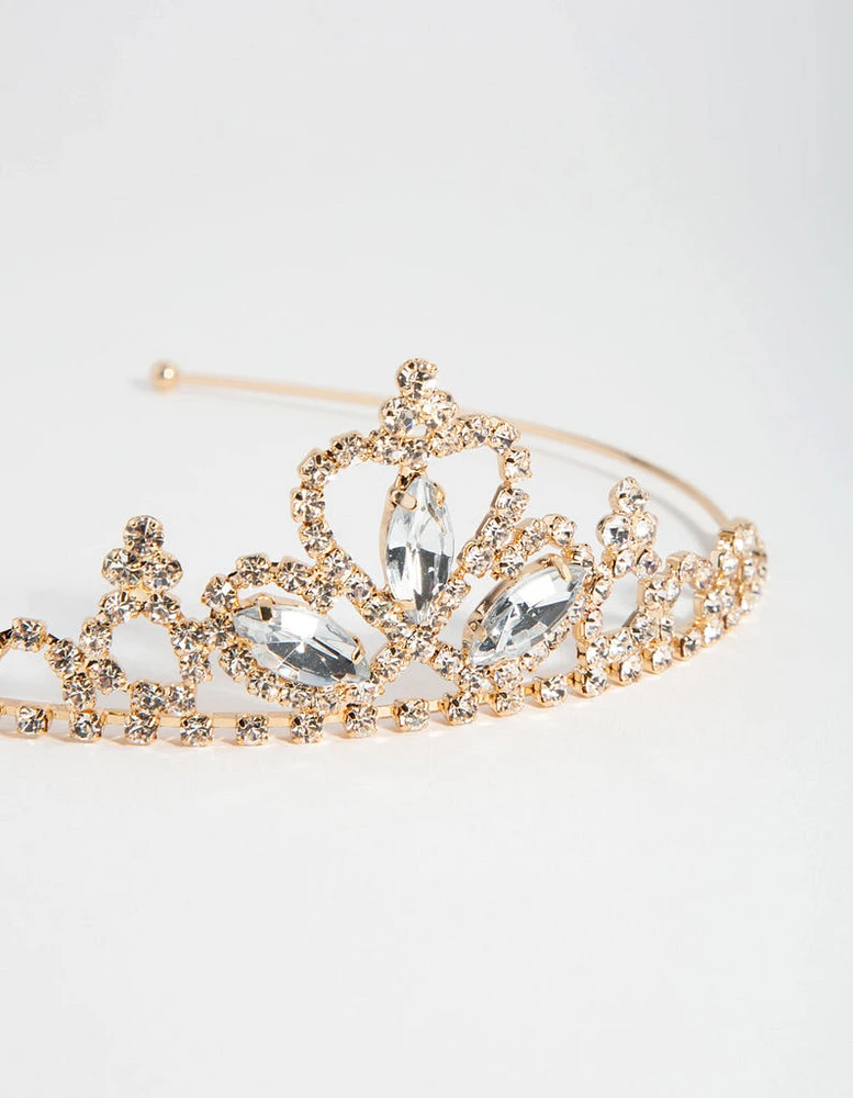 Kids Gold Diamante Tiara Headband