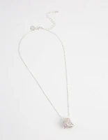 Silver Pave Heart Locket Necklace