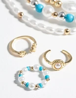 Pearl & Turquoise Ring & Bracelet Set