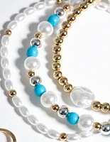 Pearl & Turquoise Ring & Bracelet Set