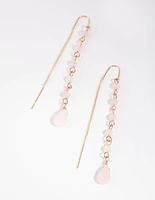 Gold Thread Through Station Drop Earrings