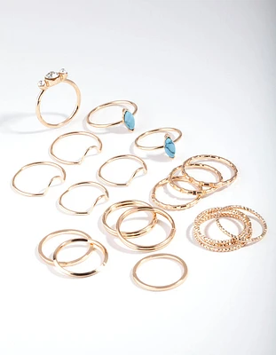 Gold Turquoise Festival Ring 20 Pack