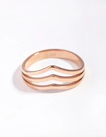 Rose Gold 3-Row Wave Ring