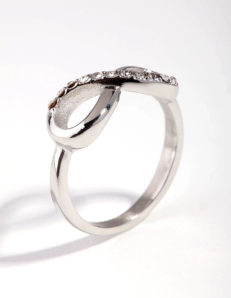 Surgical Steel Rhodium Diamante Infinity Ring