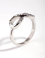 Surgical Steel Rhodium Diamante Infinity Ring