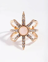 Gold Diamante Sun Burst Ring