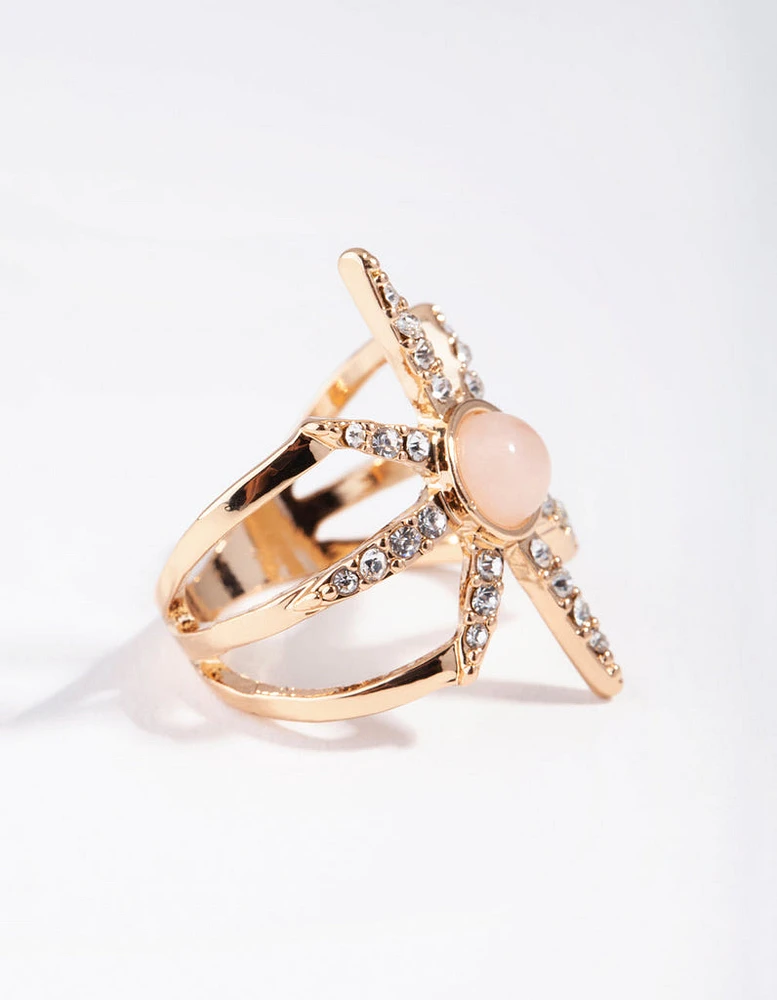 Gold Diamante Sun Burst Ring