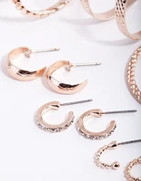 Rose Gold Etched Twist 6-Pack Hoop Earring