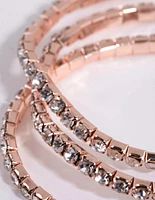 Rose Gold Diamante Stretch Bracelet Set