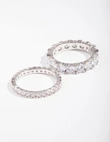 Rhodium Cubic Zirconia Ring Set