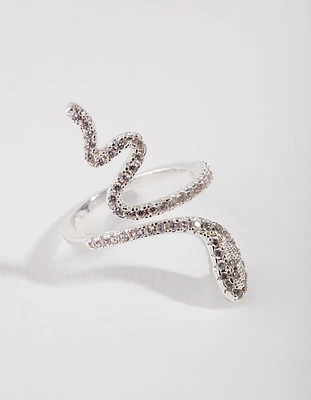Silver Cubic Zirconia Snake Ring