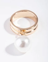 Gold Pearly Charm Ring