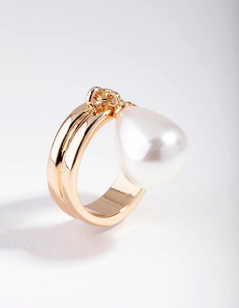 Gold Pearly Charm Ring