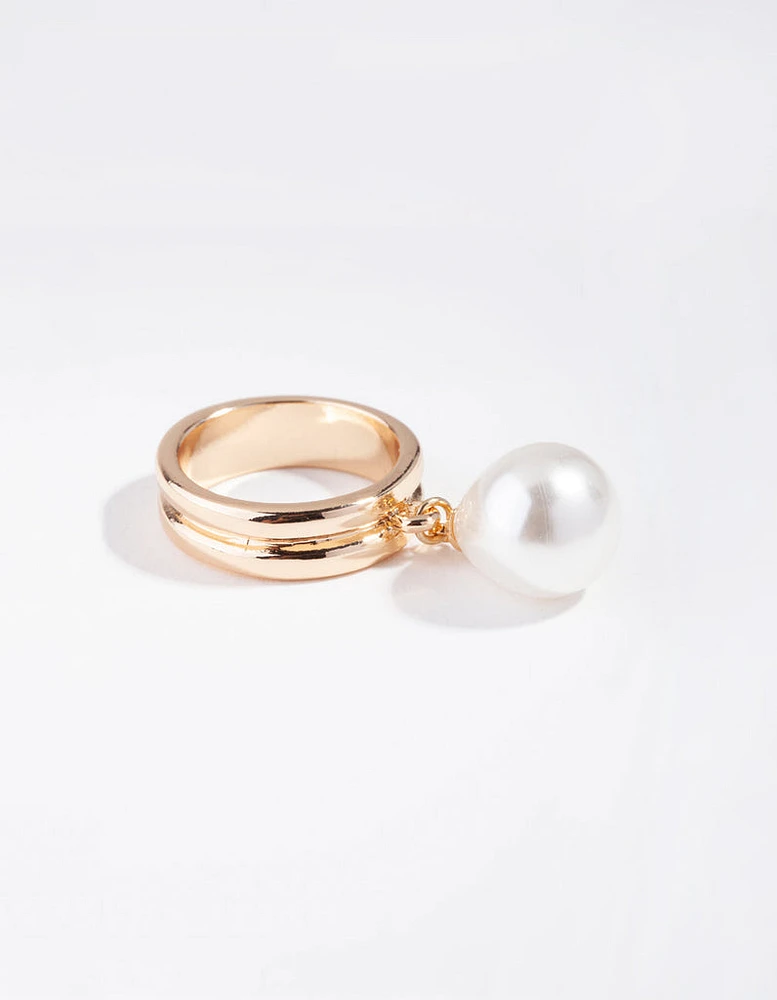 Gold Pearly Charm Ring