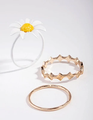 Gold Daisy Pack Ring