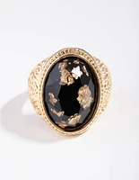 Gold Cabochon Leaf Ring