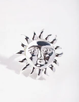 Silver Sun Face Ring