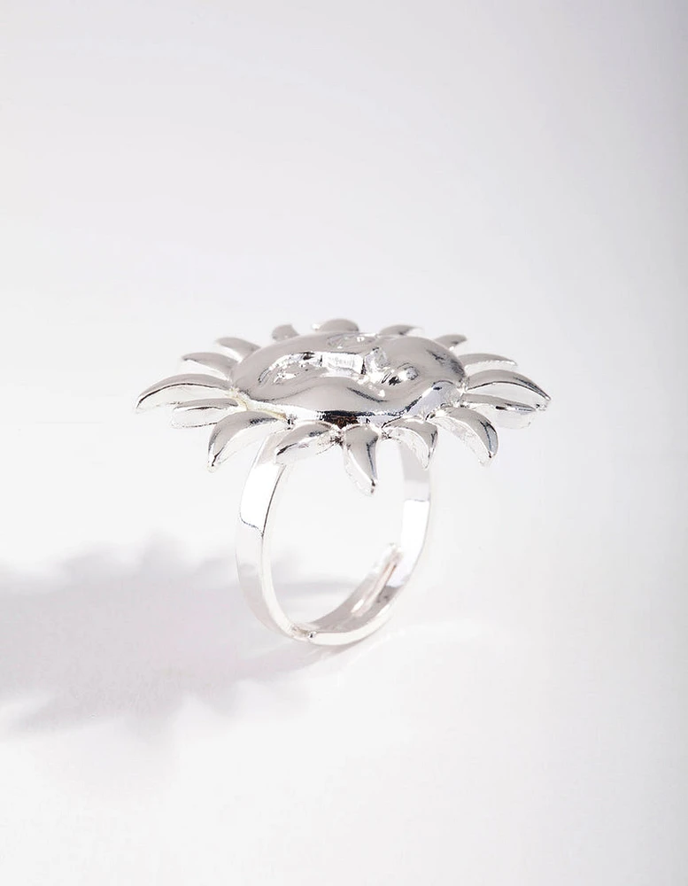 Silver Sun Face Ring