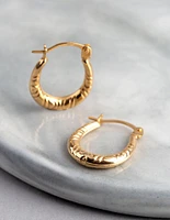 9ct Gold Diamond Cut Creole Hoop Earrings