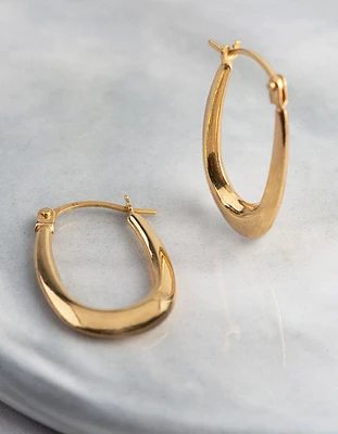 9ct Gold Polished Oval Creole Hoop Earrings