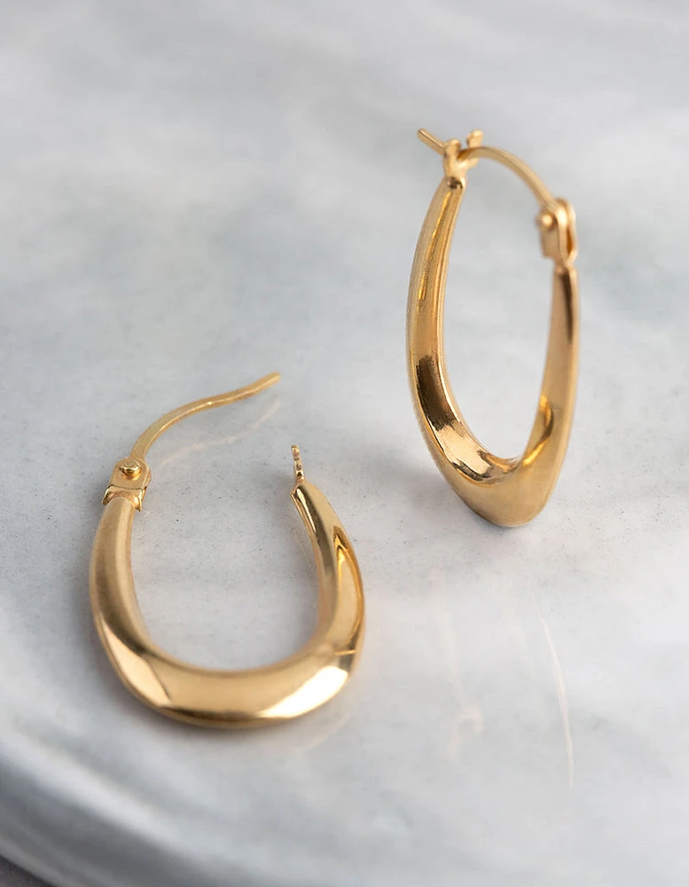 9ct Gold Polished Oval Creole Hoop Earrings