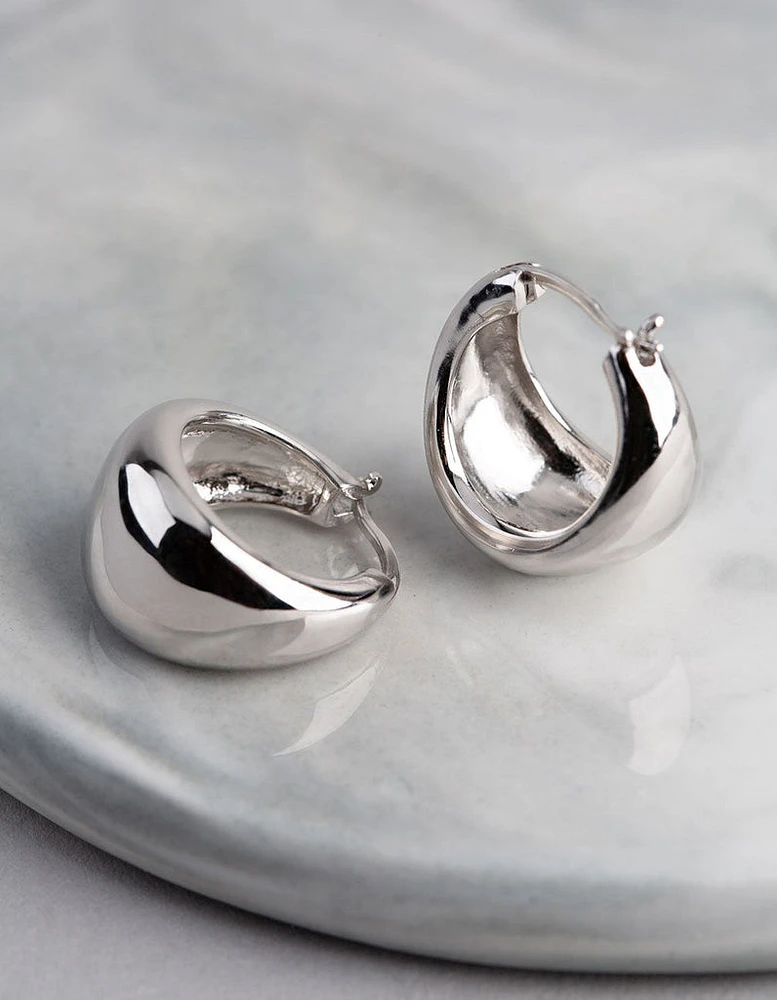 Sterling Silver Small Chubby Hoop Earrings