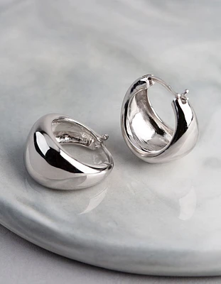 Sterling Silver Small Chubby Hoop Earrings