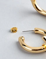 18ct Gold Plated Brass Fob Charm Hoop Earrings