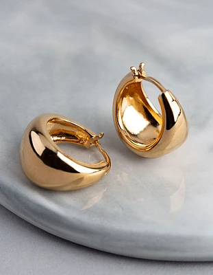 Gold Plated Sterling Silver Small Chubby Hoop Earrings