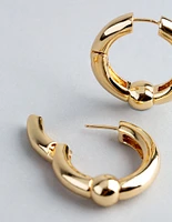 18ct Gold Plated Brass Ball Detail Hoop Earrings