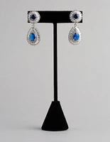 Rhodium Cubic Zirconia Crown Jewel Drop Earrings