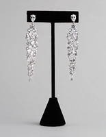 Rhodium Cubic Zirconia Statement Flower Drop Earrings