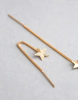 9ct Gold Diamond Cut Star Box Chain Threader Earrings
