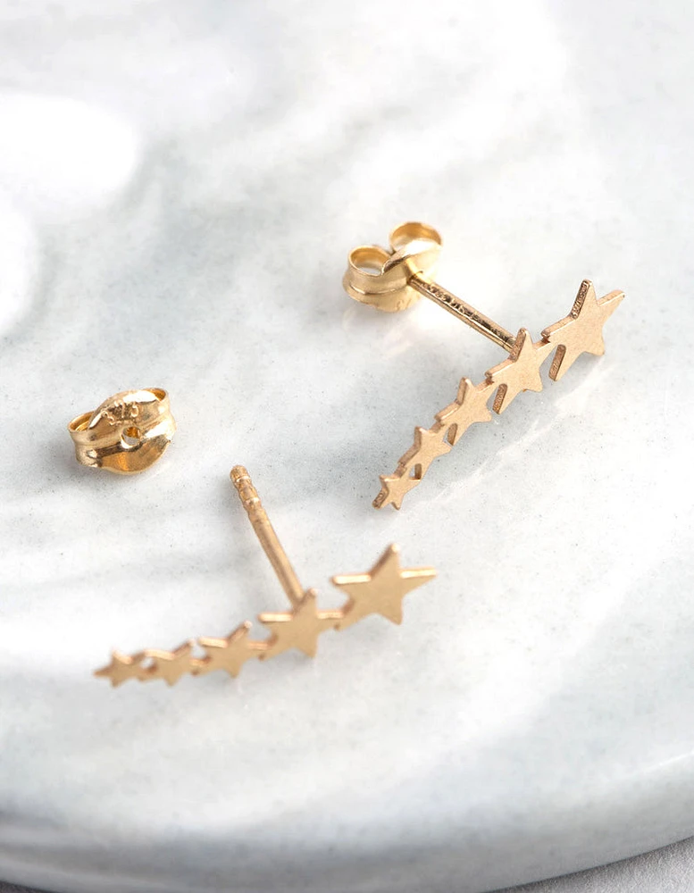 9ct Gold Graduated Star Stud Earrings