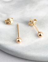 9ct Gold 3mm Polished Ball Stud Earrings