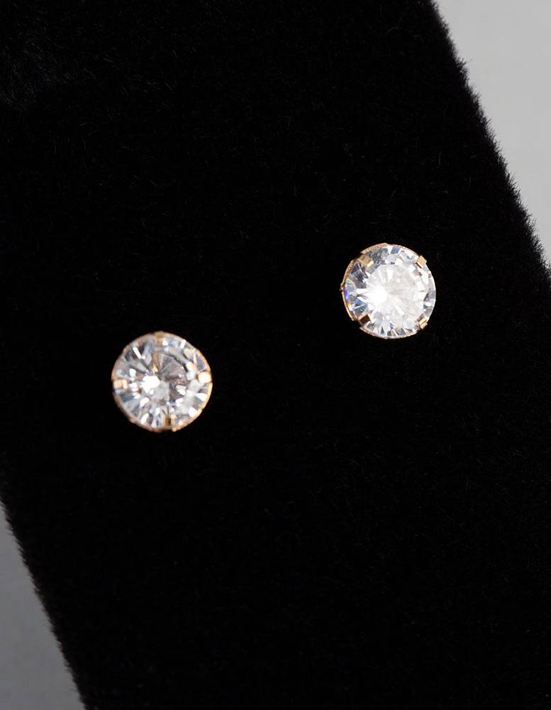 9ct Gold 5mm Round Cubic Zirconia Stud Earrings