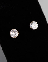 9ct Gold 5mm Round Cubic Zirconia Stud Earrings