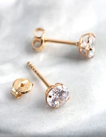 9ct Gold 5mm Round Cubic Zirconia Stud Earrings